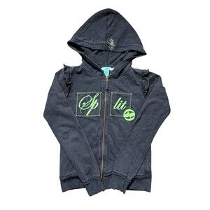 Vintage Y2K SPLIT Sweatshirt Full Zip Skater Punk Grunge